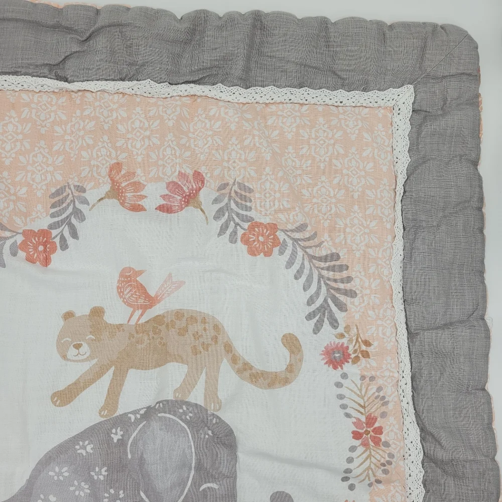 Levtex Baby Jungalo Blush Infant Quilt Comforter Grey Coral Children Nursery